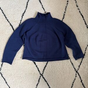 EUC J.Crew Rollneck Turtleneck Sweater Navy Blue Size L